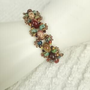 HANDMADE  Rustic Boho Style Red Jasper Stone Bracelet